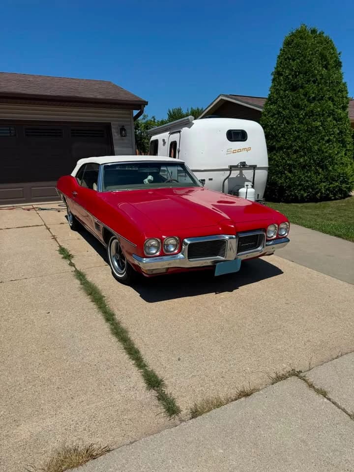 Red 1970 Pontiac LeMans after detailing